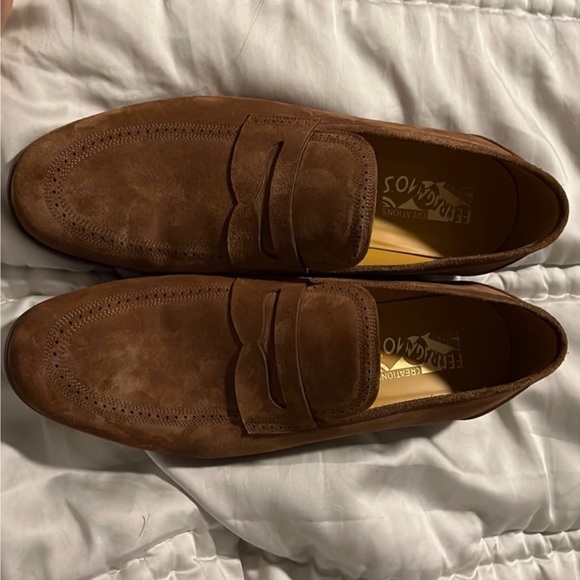 Salvatore Ferragamo Brown Suede Loafers Sz 10.5